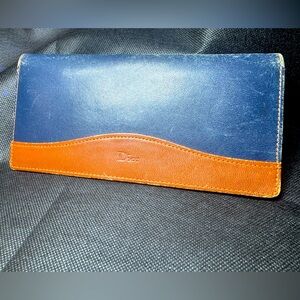 Dior Blue and Brown Leather Wallet